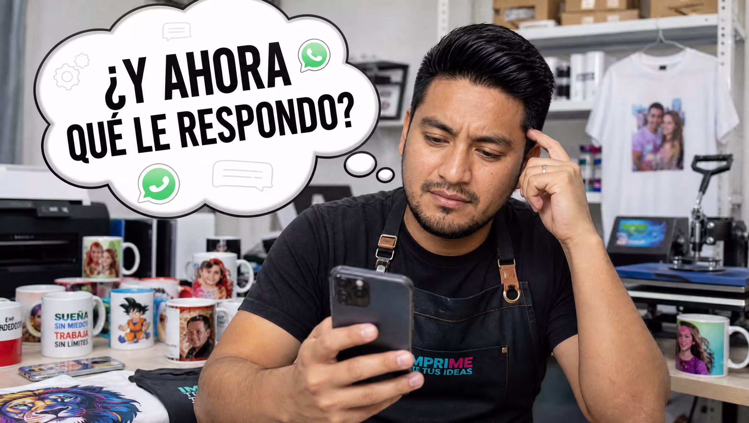 Persona frustrada mirando el celular sin respuestas
