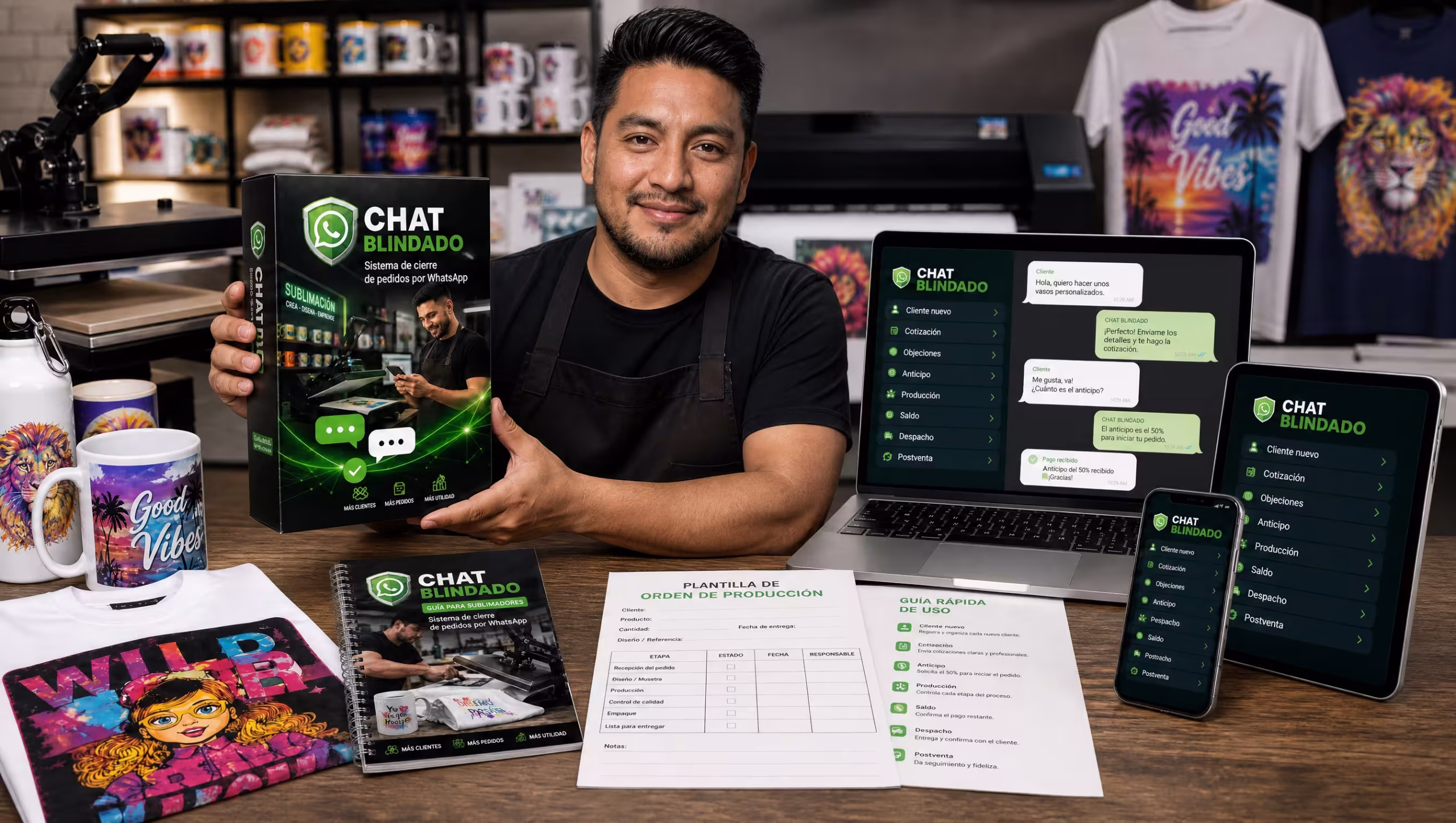 Chat Blindado en laptop, tablet y celular